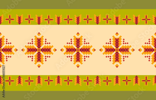 Cross Stitch embroidery seamless.Geometric pixel ethnic patterns. American, Mexican,African, mediterranean, nordic,Aztec style. Trendy folk art background design for products, fabric, ,print,decorate.