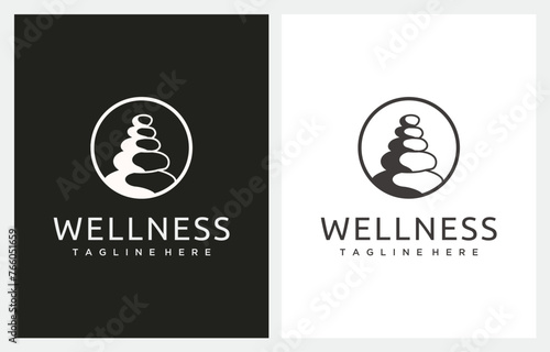 Stone Rock Balancing logo design Spa Wellness vector emblem illustration