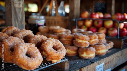 A rustic apple orchard, where visitors can pick their apples and then watch as they are transformed into fresh apple cider donuts. The warm, cinnamon © Alex