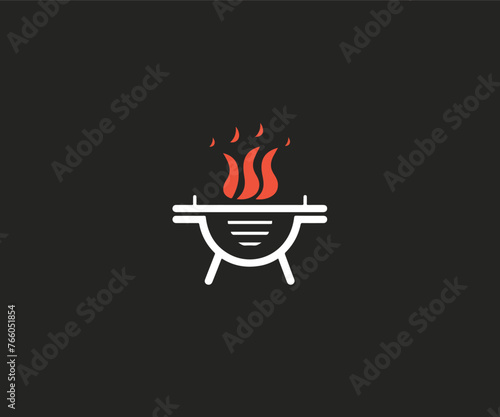 grill fire logo design template