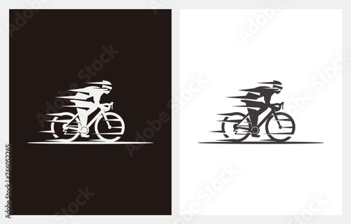 Cycling Race Fast Silhouette Stylized Symbol logo design icon vector photo