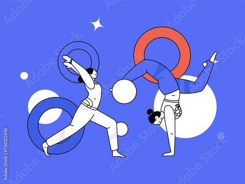 Practicing yoga, physical and mental health, flat vector character concept, operation hand drawn illustration

