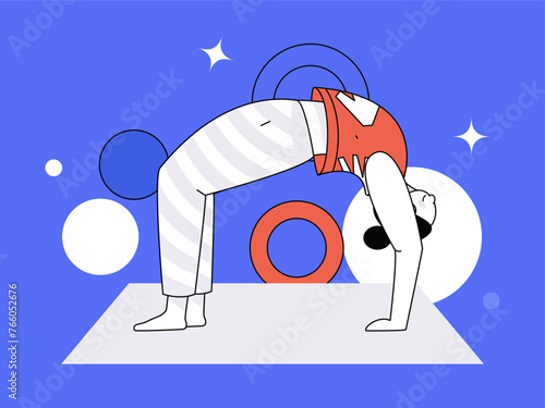 Practicing yoga, physical and mental health, flat vector character concept, operation hand drawn illustration
