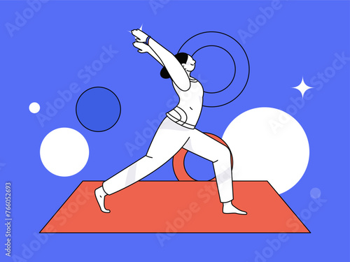 Practicing yoga, physical and mental health, flat vector character concept, operation hand drawn illustration
