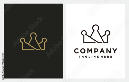 Crown Line Art logo design Royal king queen abstract vector template