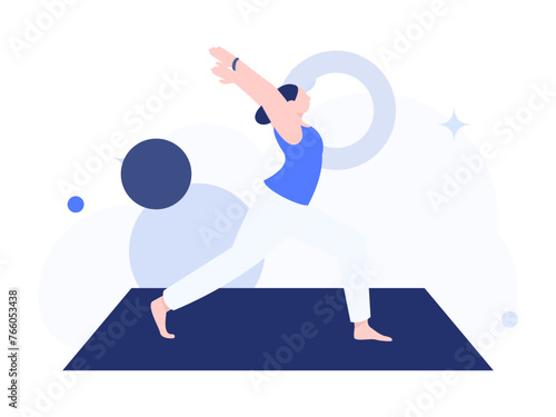 Practicing yoga, physical and mental health, flat vector character concept, operation hand drawn illustration
