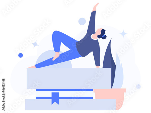Practicing yoga, physical and mental health, flat vector character concept, operation hand drawn illustration

