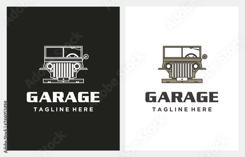 Off road 4x4 Vintage Car Garage logo design suv adventure and car event design element