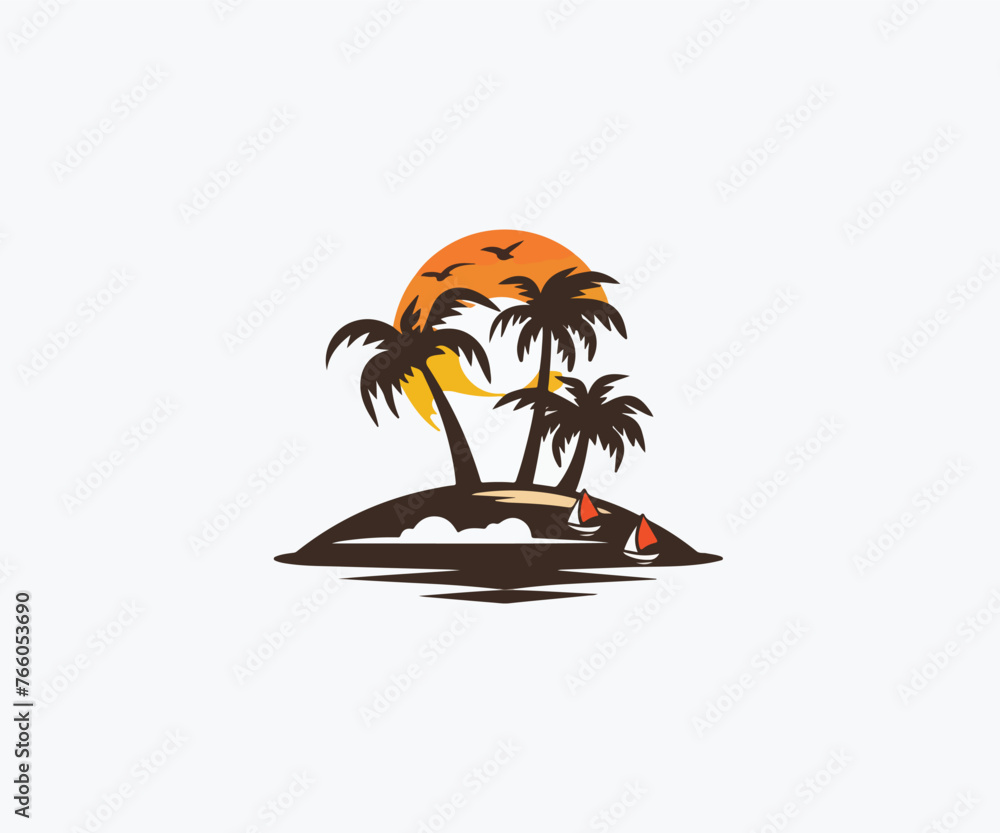 island beach logo design template