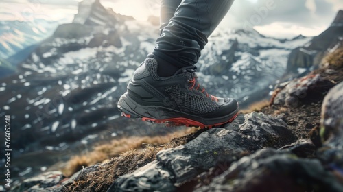 A sports performance shoe designed for extreme athletes, with advanced shock absorption, a dynamic  photo