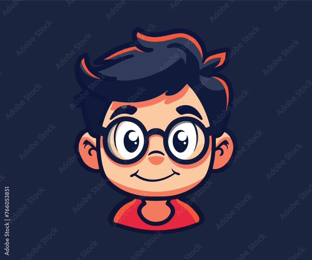 handsome boy cartoon with glasses logo