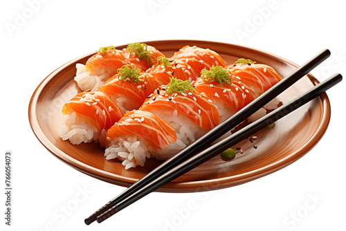 sushi and chopsticks on plate