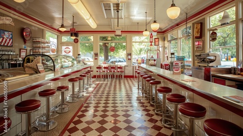 A vintage ice cream soda fountain, restored to its former glory, where patrons can step back in time 
