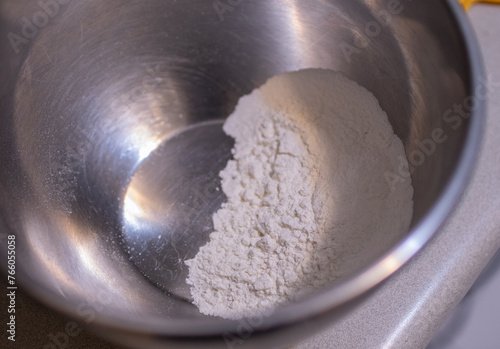 Flour in a steel bowl