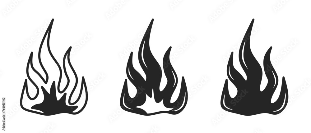Fire icon on white background. Vector logo fire illustration. - obrazy, fototapety, plakaty 
