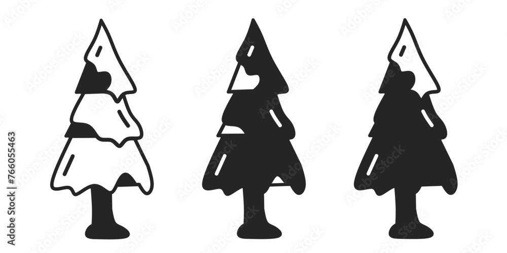 Pine tree icon on white background. Vector logo pine tree illustration.