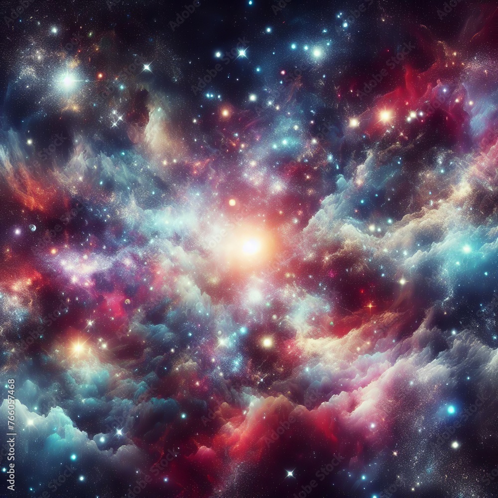 Fototapeta premium Abstract space background with nebula, stars and galaxies. 