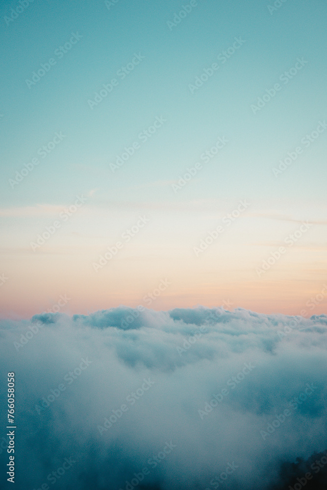 The sky view above the clouds.