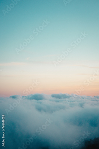 The sky view above the clouds.