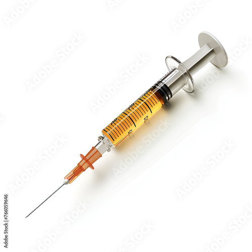 Medical syringe and needle on white background, clipping path