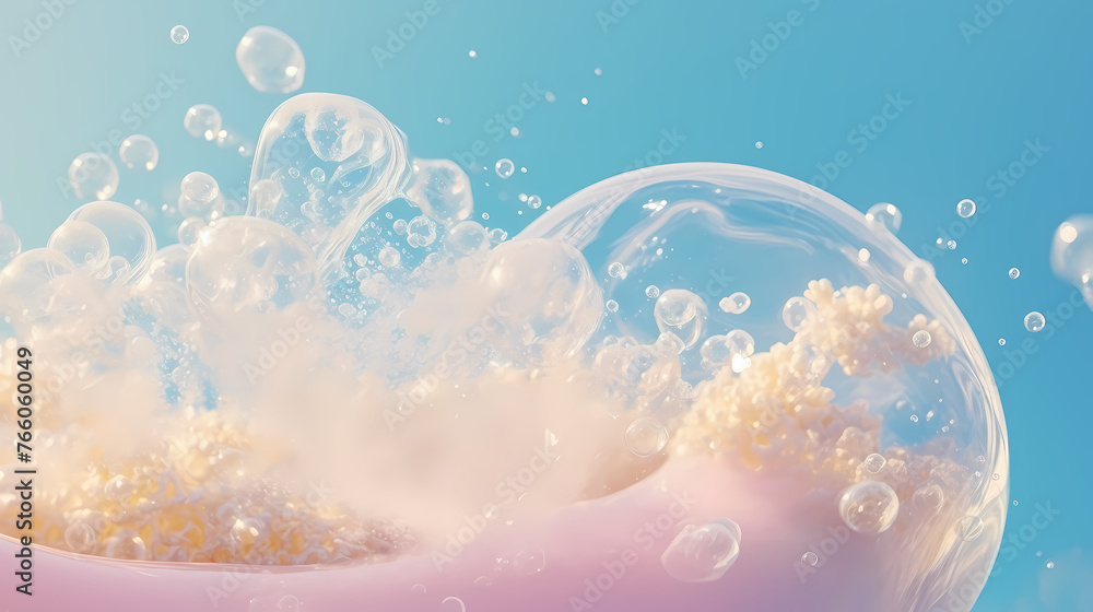 Soap bubbles shampoo texture bath abstract wallpaper background - obrazy, fototapety, plakaty 