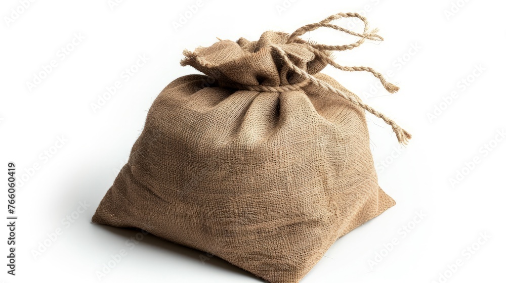 Single bound bag sackcloth isolated on white background. Carefully cutout by pen tool and clipping path include. Single bound bag sackcloth isolated on white background. Carefully cutout by pen tool and clipping path include.