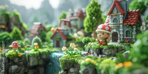 A miniature 3D world where productivity-themed obstacles (procrastination monsters, distraction hurdles) are overcome by cute, heroic characters focus knights, discipline wizards