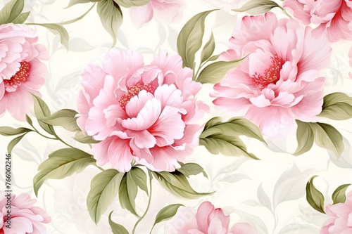 beautiful peony and roses seamless pattern © Serene