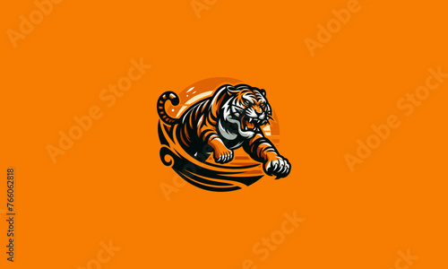 tiger attack angry vector mascot design