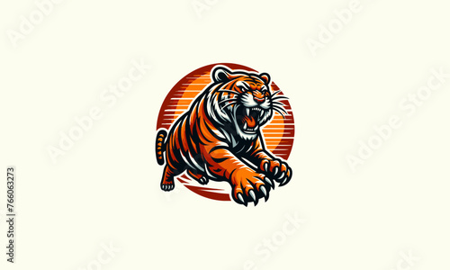 tiger angry running vector illustration design