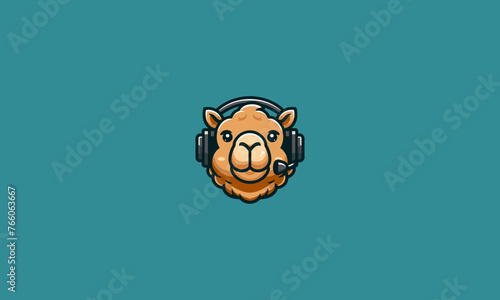 face camel wearing headset vector illustration design
