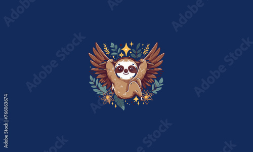 sloth with wings vector illustration mascot design