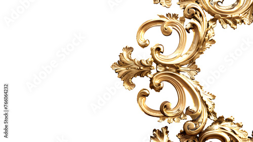 Gold Ornate Frame Isolated on White Background for Display or Decoration 