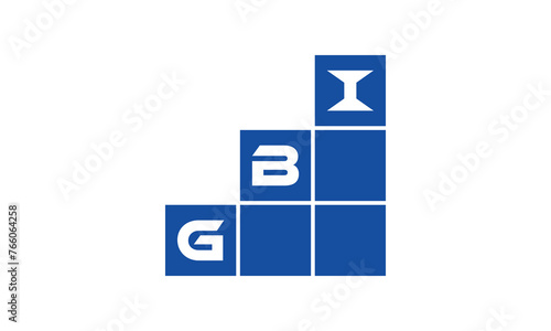 GBI initial letter financial logo design vector template. economics, growth, meter, range, profit, loan, graph, finance, benefits, economic, increase, arrow up, grade, grew up, topper, company, scale photo