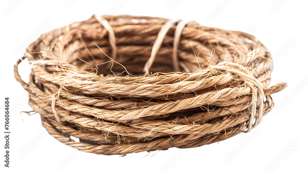 Roll of thin natural rope, cut out
