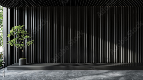 modern black wall background with extruded stripes 