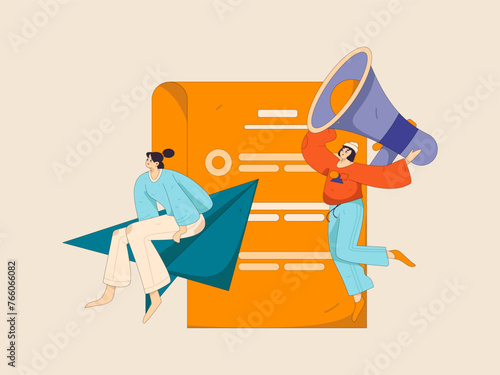 Personnel doing job interview flat vector concept operation hand drawn illustration

