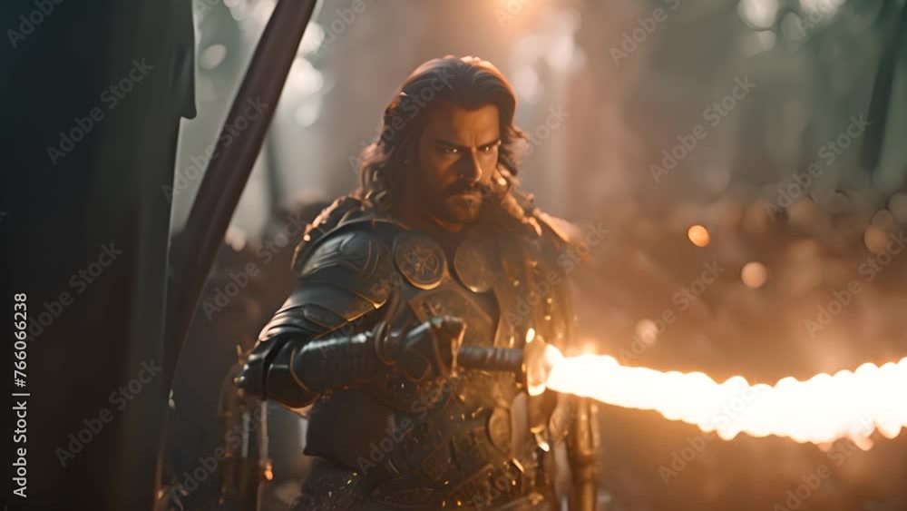 Armored Knight Holding Sword in Forest Generative AI Armored Knight Holding Sword in Forest Generative AI