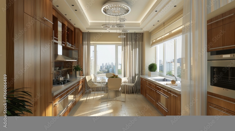 Russia Moscow - Modern interior kitchen design of urban real estate