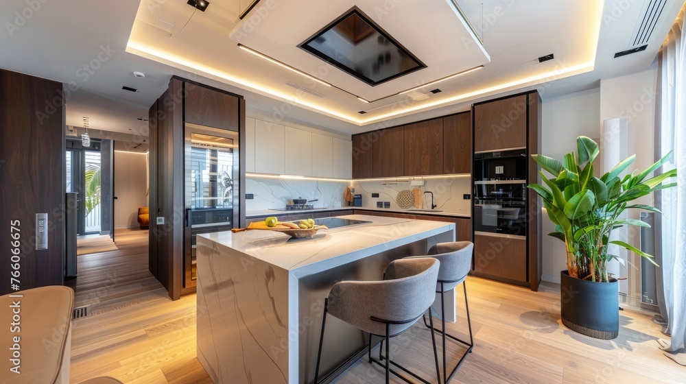 Russia Moscow - Modern interior kitchen design of urban real estate Russia Moscow - Modern interior kitchen design of urban real estate