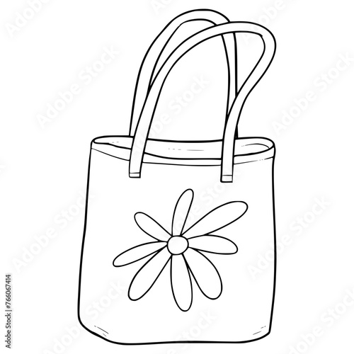 tote bag illustration hand drawn outline vector