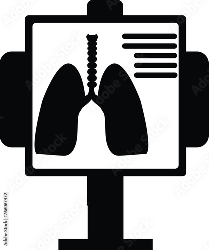 Lungs xray scan icon. Xray stand sign. Lungs hospital treatment symbol. Xray machine logo. flat style.