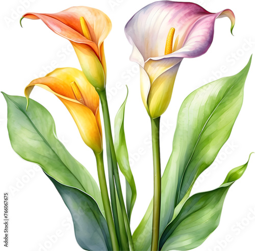 Watercolor painting of a Calla Lily flower. photo