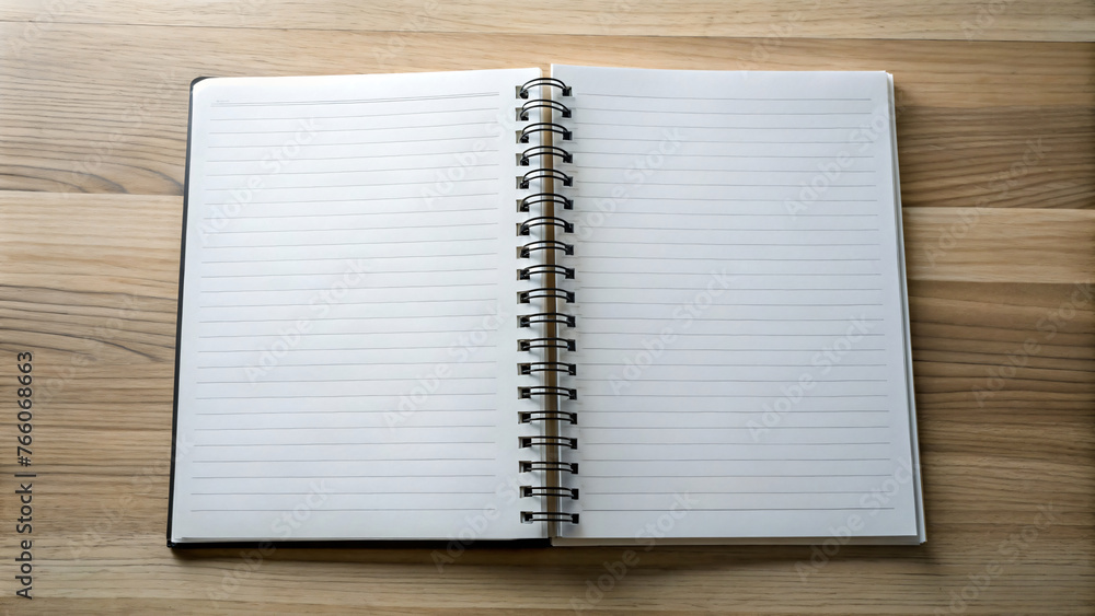 Wooden Notebook with Blank Pages Open on Desk Wooden Notebook with Blank Pages Open on Desk