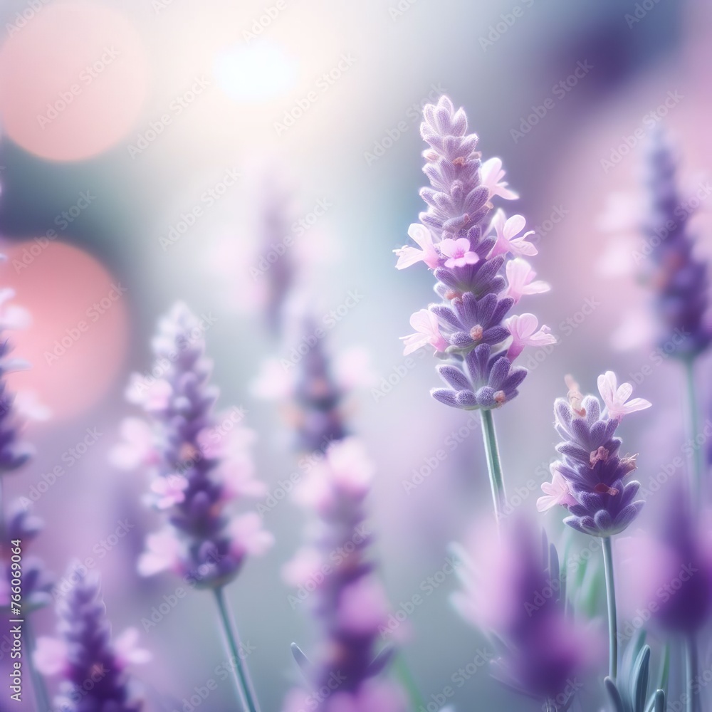 Naklejka premium Lavender flowers in soft color and blur style for background.