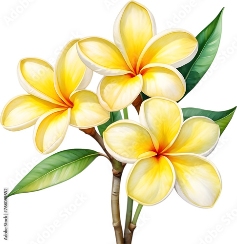 Watercolor painting of a Frangipani flower.