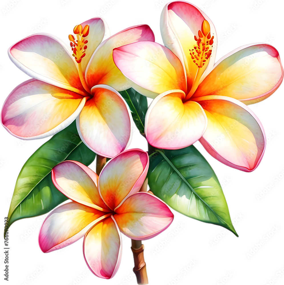 Watercolor painting of a Frangipani flower. Watercolor painting of a Frangipani flower.