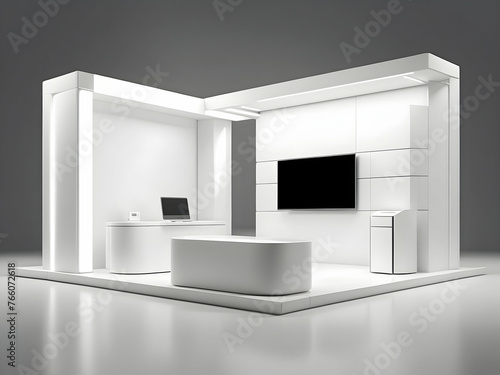 a sleek modern blank exhibition booth