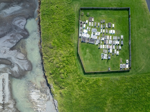 Coastline and maori cemetery of Raukokore, Bay of Plenty, New Zealand. photo