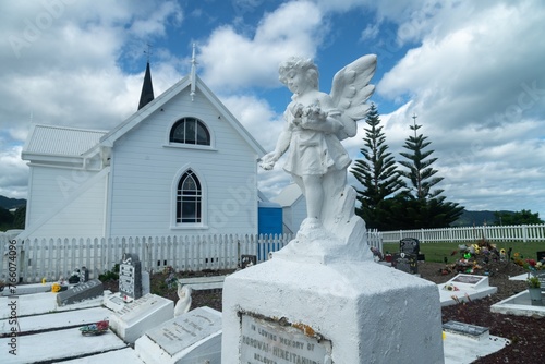 Angel stature in Anglican Church of Raukokore, Bay of Plenty, New Zealand. photo